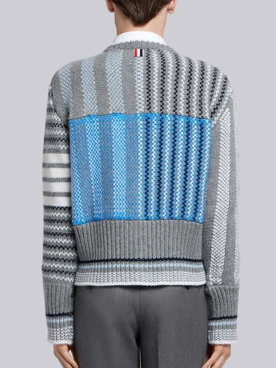 Shop Thom Browne 4-bar Fun-mix Check Intarsia Cardigan In 998 Multi Seasonal