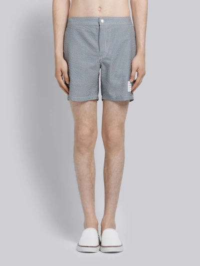 Shop Thom Browne Seersucker Swim-tech Swim Short In Blue