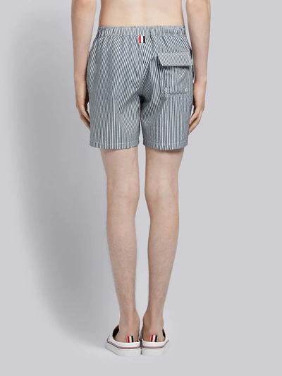 Shop Thom Browne Seersucker Swim-tech Swim Short In Blue