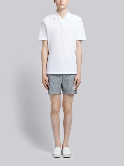 Shop Thom Browne Seersucker Swim-tech Swim Short In Blue