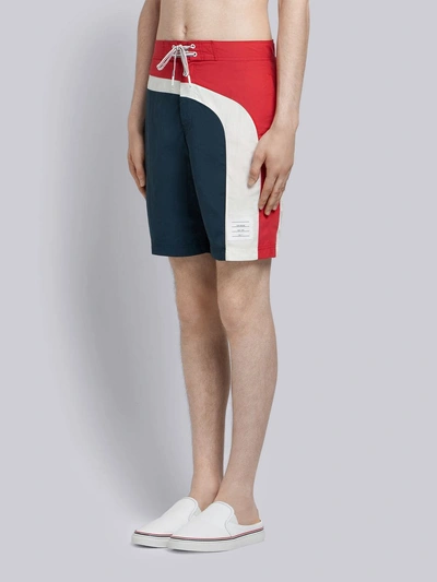 Shop Thom Browne Seam Stripe Swim-tech Board Short In Blue