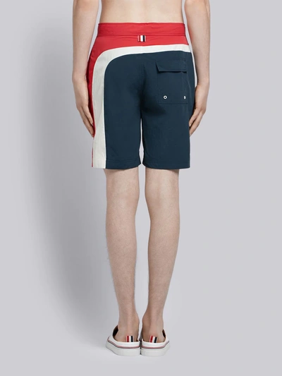 Shop Thom Browne Seam Stripe Swim-tech Board Short In Blue