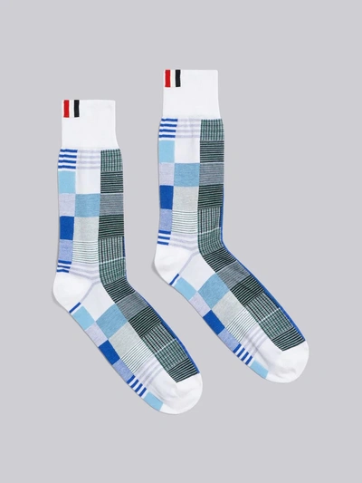 Shop Thom Browne Fun-mix Check Mid-calf Socks In Multicolour