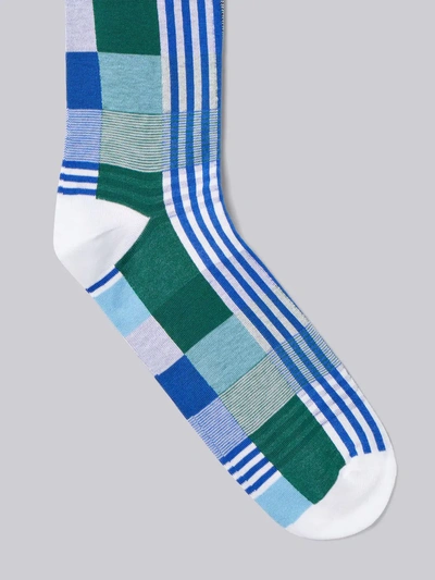 Shop Thom Browne Fun-mix Check Mid-calf Socks In Multicolour