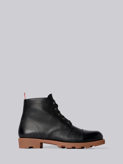 Shop Thom Browne Panama Rubber Leather Derby Boot In Black