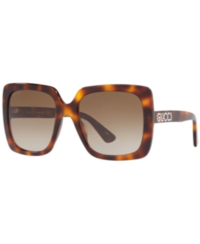 Shop Gucci Sunglasses, Gg0418s 54 In Tortoise / Brown Gradient