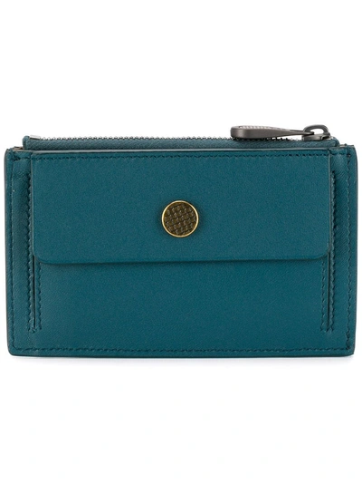 Shop Bottega Veneta Compact Intrecciato Wallet - Blue