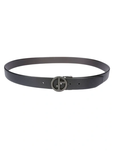 Shop Giorgio Armani Logo Plaque Belt In Black