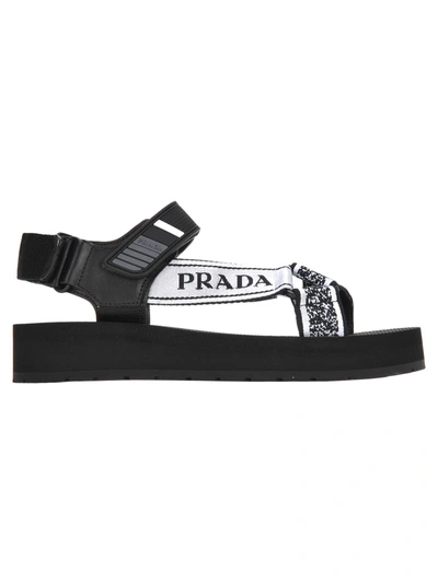 Shop Prada Nomad Sandal In Black + White