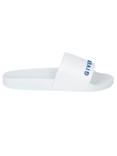 Shop Givenchy Embroidered Logo Sliders In White