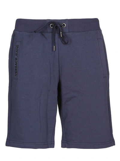 Shop Versace Logo Shorts In Blue