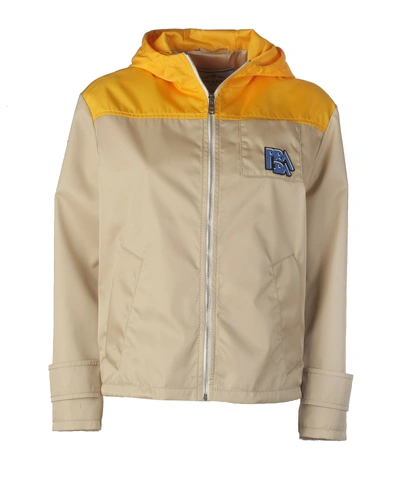 Shop Prada Paneled Hooded Jacket In A Desert Yellow