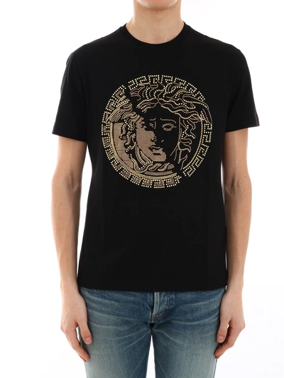 Shop Versace Black T-shirt Gold Medusa