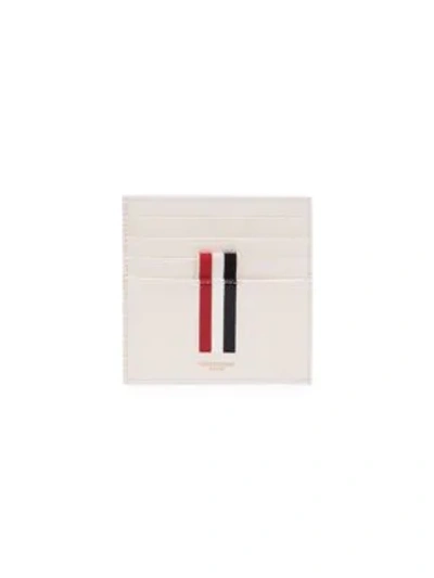 Shop Thom Browne Double Sided Leather Card Holder In White