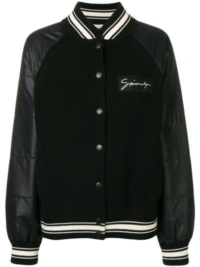Shop Givenchy Logo Patch Varsity Jacket - Black