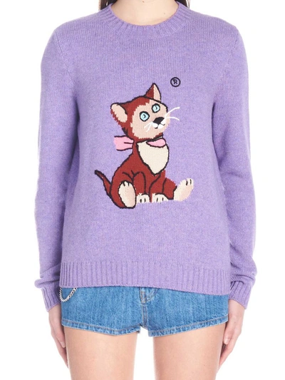 Shop Miu Miu Alice In Wonderland Cat Sweater In Purple
