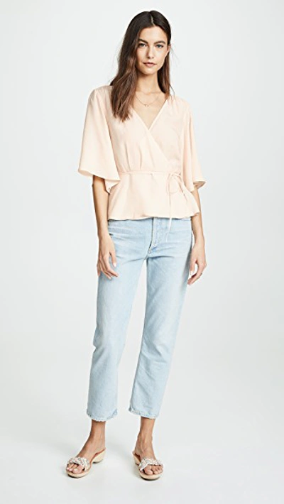 Shop 7 For All Mankind Wrap Front Top In Pink Sunrise