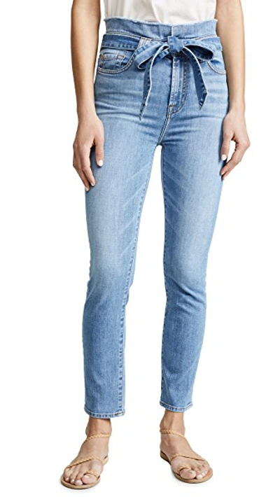 Shop 7 For All Mankind Paperbag Jeans In Bright Blue Jay