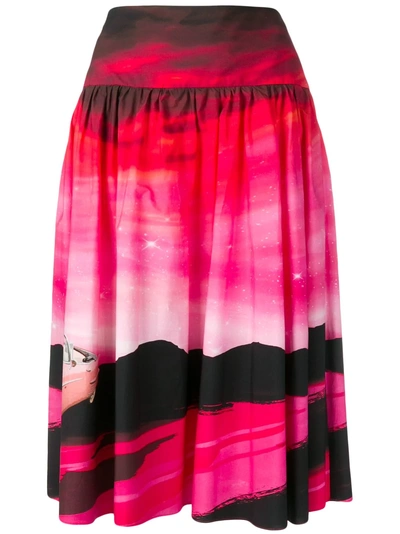 Shop Pinko Printed Midi Skirt In Pink