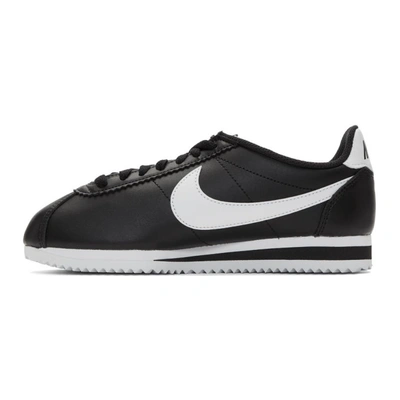 Shop Nike Black And White Leather Classic Cortez Sneakers In 010 Blk/wht