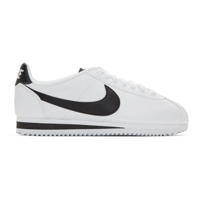 Shop Nike White Classic Cortez Sneakers In 101 Wht/blk