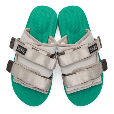 Shop John Elliott Silver & Green Suicoke Edition Moto-jeab-f Sandals In Teal/silver