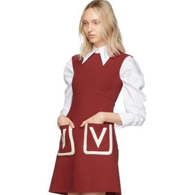 Shop Valentino Red Double Pocket A-line Dress In Mb3 Red