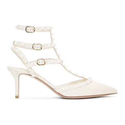 Shop Valentino Off-white  Garavani Rockstud Pump Heels In A03 Ivory