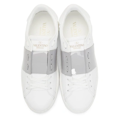 Shop Valentino White And Grey  Garavani Open Sneakers