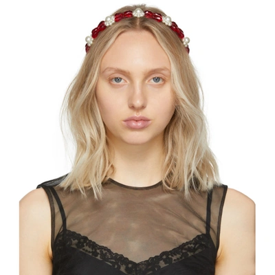 Shop Simone Rocha Red Daisy Hairband In Clear/red