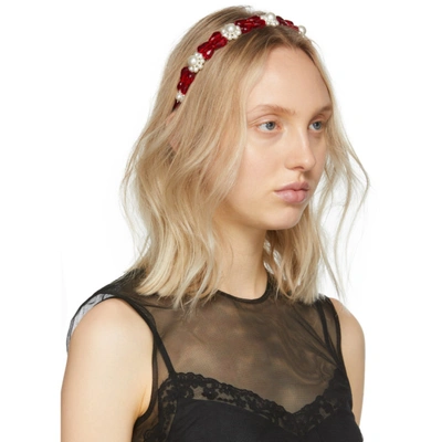 Shop Simone Rocha Red Daisy Hairband In Clear/red