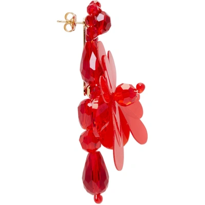 Shop Simone Rocha Red Flower Drop Earrings