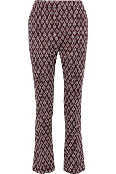 Shop Alexa Chung Jacquard-knit Straight-leg Pants In Grape