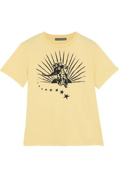 Shop Alexa Chung Alexachung Woman Printed Cotton-jersey T-shirt Pastel Yellow