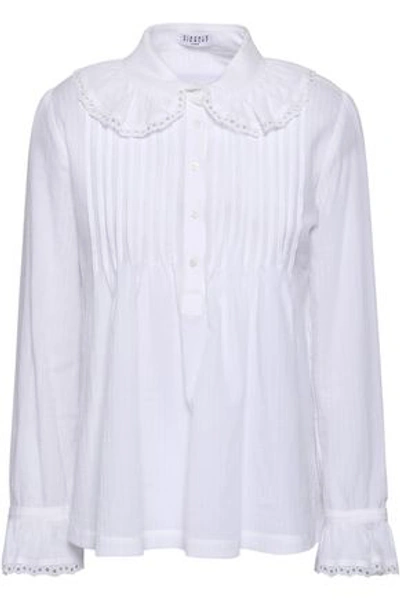 Shop Claudie Pierlot Woman Pintucked Cotton Shirt Off-white