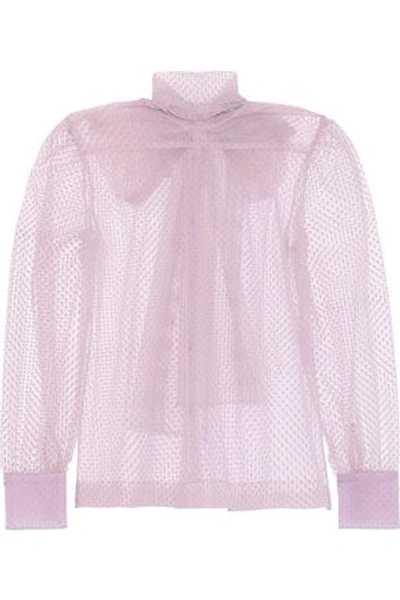 Shop Alexa Chung Alexachung Woman Flocked Tulle Blouse Lavender