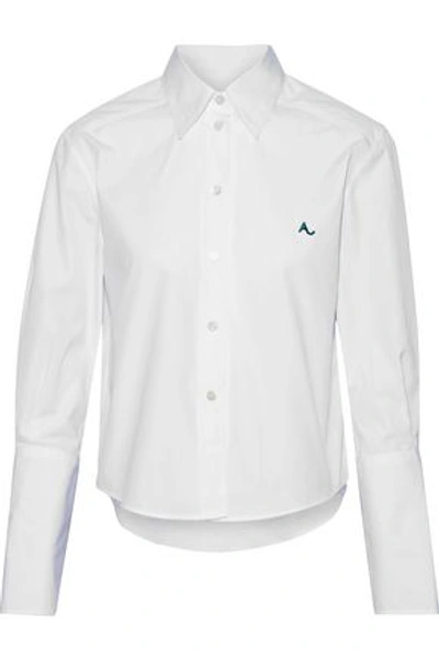 Shop Alexa Chung Alexachung Woman Embroidered Cotton-poplin Shirt White