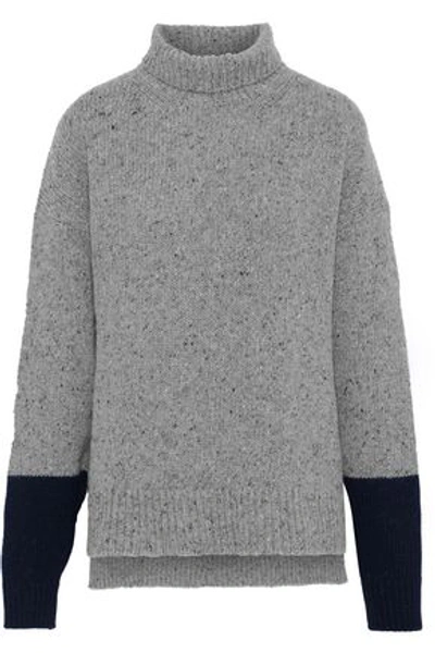 Shop Alexa Chung Alexachung Woman Marled Ribbed Wool-blend Turtleneck Sweater Gray
