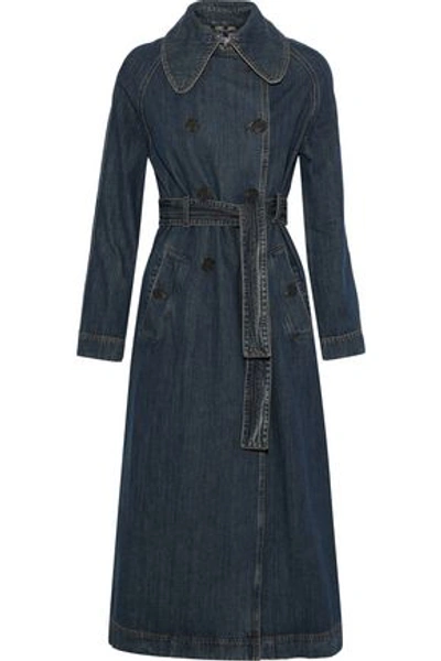 Shop Alexa Chung Alexachung Woman Denim Trench Coat Mid Denim