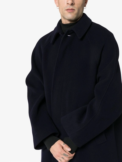 Shop Balenciaga Mid-length Wool Opera Coat In Blue
