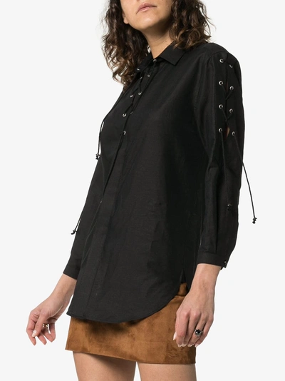 Shop Saint Laurent Lace-up Shirt In 1000 Black