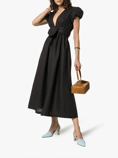 Shop Mara Hoffman Savannah Bow Detail Midi Dress In Black