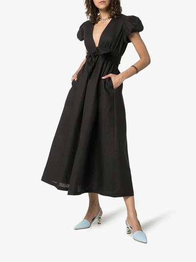 Shop Mara Hoffman Savannah Bow Detail Midi Dress In Black