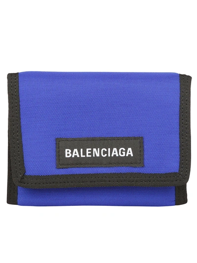 Shop Balenciaga Explorer Wallet In Blue