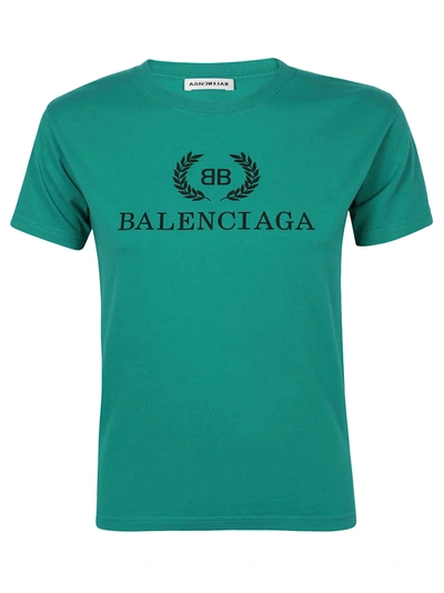 Shop Balenciaga Logo Printed T In Green