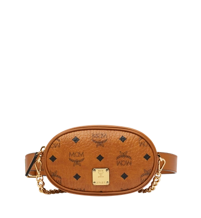 Shop Mcm Essential Belt Bag In Original Visetos In Cognac