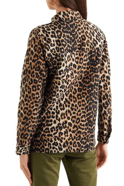 Shop Ganni Camberwell Leopard-print Linen And Cotton-blend Canvas Jacket In Animal Print