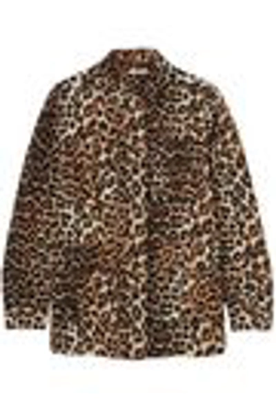 Shop Ganni Camberwell Leopard-print Linen And Cotton-blend Canvas Jacket In Animal Print