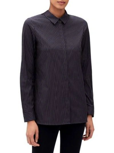 Shop Lafayette 148 Bray Button-front Blouse In Ink Multi