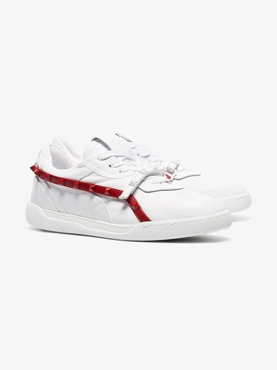 Shop Valentino Garavani 'rockstud Armour' Sneakers In R81 White Red